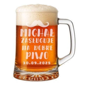 Personalizowany kufel do piwa z grawerem Prezent na dzień chłopaka 620ml