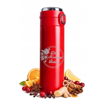 Kubek termiczny czerwony z Grawerem z wyświetlaczem logo Prezent dla Babci