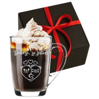 Szklany kubek z grawerem 300ml Prezent na Walentynki Dla Niej Niego