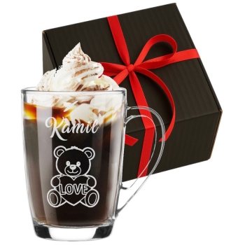 Szklany kubek z grawerem 300ml Prezent na Walentynki Dla Niej Niego