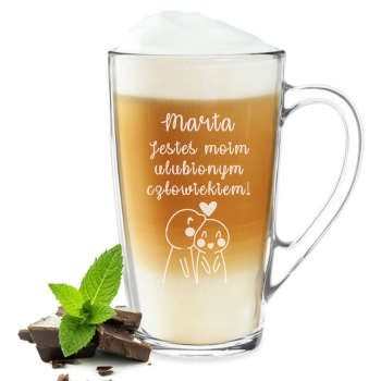 Kubek Szklany 400ml z grawerem prezent na Walentynki z Twoim Napisem Logo