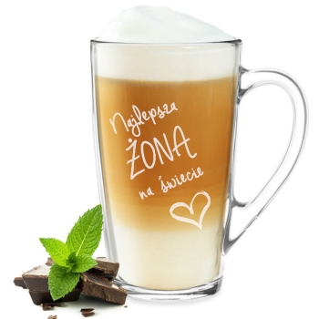 Kubek Szklany 400ml z grawerem prezent na Walentynki z Twoim Napisem Logo