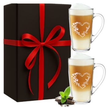 Zestaw 2 Kubków Wysokich 400ml z Grawerem na Prezent Walentynkowy