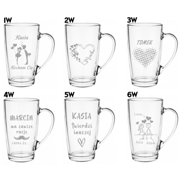 Zestaw 2 Kubków Wysokich 400ml z Grawerem na Prezent Walentynkowy