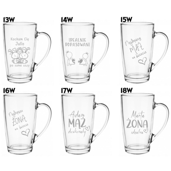 Zestaw 2 Kubków Wysokich 400ml z Grawerem na Prezent Walentynkowy