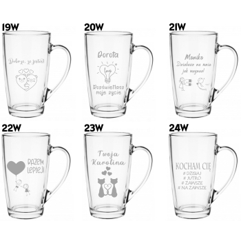 Zestaw 2 Kubków Wysokich 400ml z Grawerem na Prezent Walentynkowy