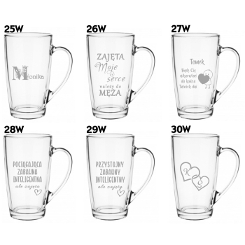 Zestaw 2 Kubków Wysokich 400ml z Grawerem na Prezent Walentynkowy