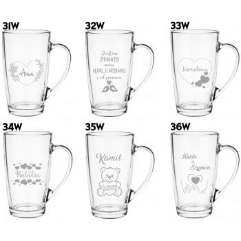 Zestaw 2 Kubków Wysokich 400ml z Grawerem na Prezent Walentynkowy