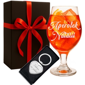 Zestaw kieliszek do drinków Aperol 570ml grawer Panieński Urodziny brelok