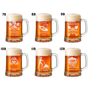 Kufel do piwa z grawerem TWÓJ NAPIS Prezent na Barbórkę Dzień Chłopaka Ojca 620ml