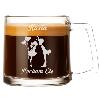 Szklany Kubek z grawerem Twój Tekst 335ml Prezent dla Niej Niego Walentynki