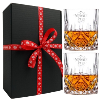 Zestaw dla 2 szklanki do whisky z grawerem kryształowe Prezent Świąteczny