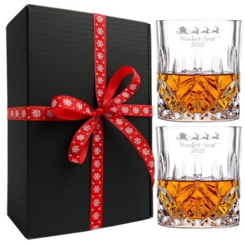 Zestaw dla 2 szklanki do whisky z grawerem kryształowe Prezent Świąteczny