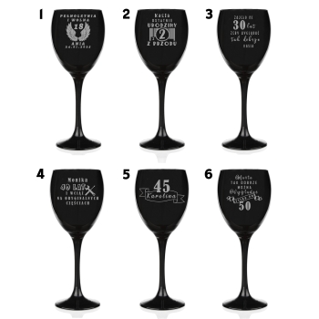 Czarny Kieliszek Do Wina z grawerem na Prezent TWÓJ TEKST Urodziny Dla Niej