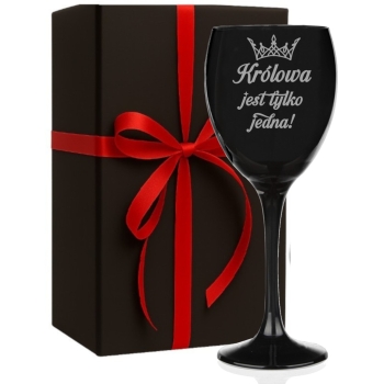 Czarny Kieliszek Do Wina z grawerem na Prezent TWÓJ TEKST Urodziny Dla Niej