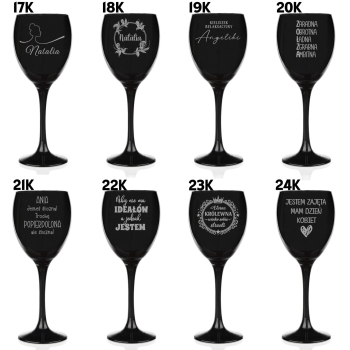 Czarny Kieliszek Do Wina z grawerem na Prezent TWÓJ TEKST Urodziny Dla Niej