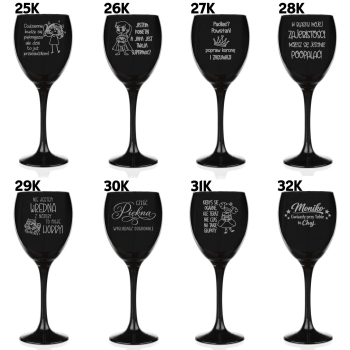 Czarny Kieliszek Do Wina z grawerem na Prezent TWÓJ TEKST Urodziny Dla Niej