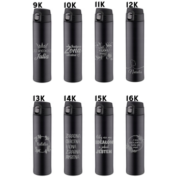 Kubek termiczny z Grawerem czarny z ustnikiem Prezent dla Niej Niego