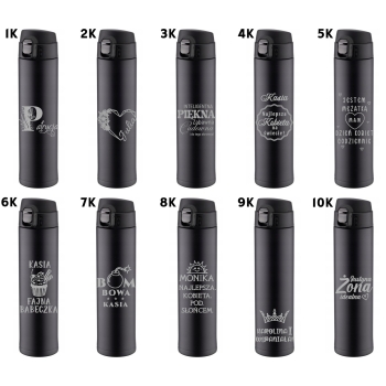 Kubek termiczny czarny z ustnikiem blokadą 520ml GRAWER logo walentynki, Dzień Kobiet,