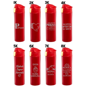 Kubek termiczny z Grawerem Czerwony Prezent dla Niej Żony Dzień Kobiet Urodziny