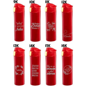 Kubek termiczny z Grawerem Czerwony Prezent dla Niej Żony Dzień Kobiet Urodziny