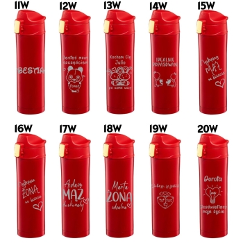 Kubek termiczny z Grawerem Czerwony Prezent dla Niej Żony Walentynki Dzień Kobiet