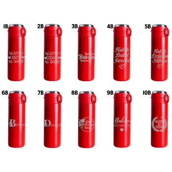 Kubek termiczny czerwony z Grawerem z wyświetlaczem logo Prezent dla Babci