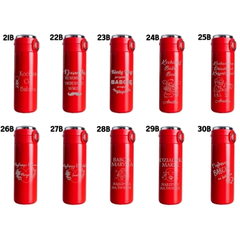 Kubek termiczny czerwony z Grawerem z wyświetlaczem logo Prezent dla Babci