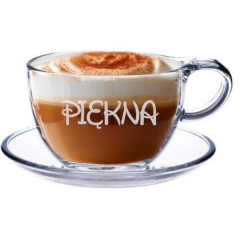 Szklana filiżanka do kawy z Grawerem Logo TWÓJ TEKST 250ml