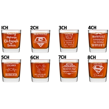 Szklanka do drinków whisky z grawerem Najlepszy rocznik Twoje imię 250ml Dzień Chłopaka Ojca