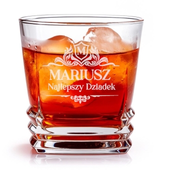 Kwadratowa Szklanka do whisky z grawerem 270ml Prezent Urodziny dla Dziadka