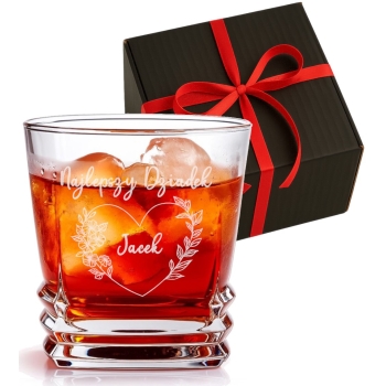 Kwadratowa Szklanka whisky z grawerem 270ml Imię Prezent Urodziny Dziadka