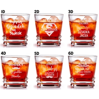 Kwadratowa Szklanka do whisky z grawerem 270ml Prezent Urodziny dla Dziadka