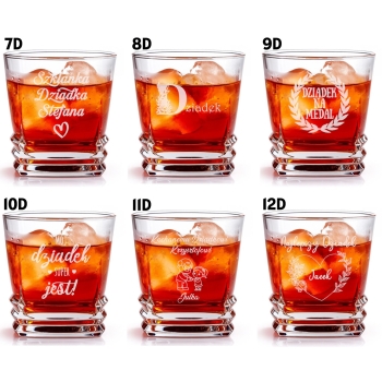 Kwadratowa Szklanka do whisky z grawerem 270ml Prezent Urodziny dla Dziadka