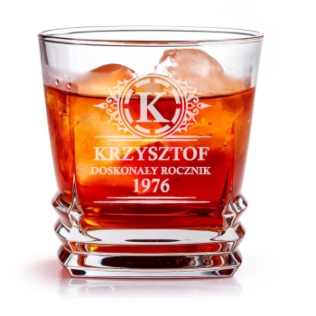 Kwadratowa Szklanka whisky grawerem 270ml Imię Prezent Urodziny Walentynki