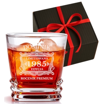 Kwadratowa Szklanka whisky grawerem 270ml Imię Prezent Urodziny Walentynki