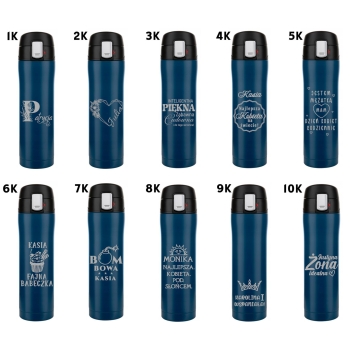 Kubek termiczny Florina Blocco z blokadą granatowy z grawerem Dzień Nauczyciela Kobiet Matki Ojca