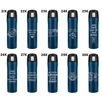 Kubek termiczny Florina Blocco z blokadą granatowy z grawerem Dzień Nauczyciela Kobiet Matki Ojca