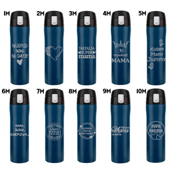 Kubek termiczny Florina Blocco z blokadą granatowy z grawerem Dzień Nauczyciela Kobiet Matki Ojca