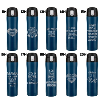 Kubek termiczny Florina Blocco z blokadą granatowy z grawerem Dzień Nauczyciela Kobiet Matki Ojca