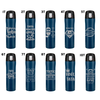 Kubek termiczny Florina Blocco z blokadą granatowy z grawerem Dzień Nauczyciela Kobiet Matki Ojca