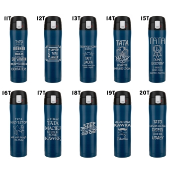 Kubek termiczny Florina Blocco z blokadą granatowy z grawerem Dzień Nauczyciela Kobiet Matki Ojca