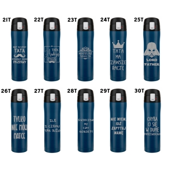 Kubek termiczny Florina Blocco z blokadą granatowy z grawerem Dzień Nauczyciela Kobiet Matki Ojca