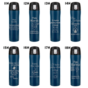 Kubek termiczny Florina Blocco z blokadą granatowy z grawerem Dzień Nauczyciela Kobiet Matki Ojca