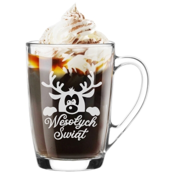 Szklany kubek z grawerem Prezent Świąteczny Twój Napis 300ml Logo