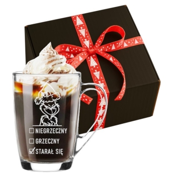 Szklany kubek z grawerem 300ml Prezent na Święta pod Choinkę Twój Napis