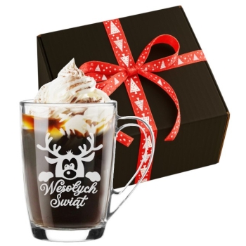 Szklany kubek z grawerem 300ml Prezent na Święta pod Choinkę Twój Napis