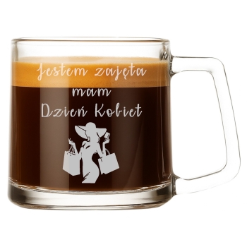 Szklany Kubek z grawerem Twój Tekst 335ml Prezent dla Niej Niego Walentynki Dzień Kobiet