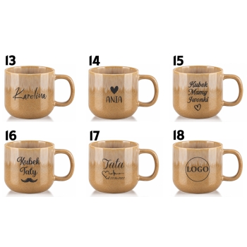 Filiżanka Kubek ceramiczny brązowy 400ml z grawerem TWÓJ NAPIS IMIĘ Prezent