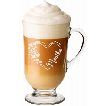 Szklanka do kawy Latte na nóżce z grawerem Prezent na Walentynki